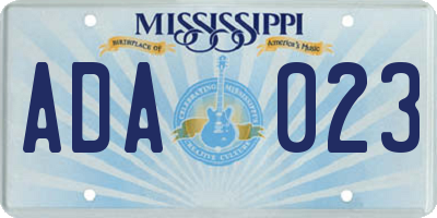 MS license plate ADA023