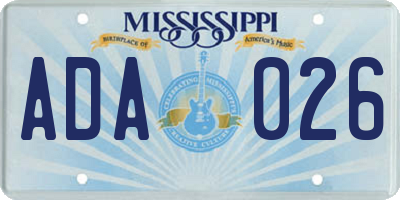 MS license plate ADA026