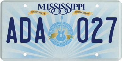 MS license plate ADA027