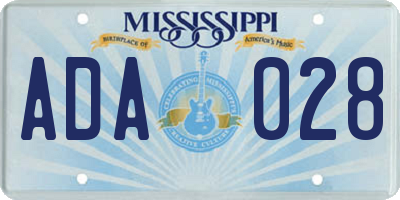 MS license plate ADA028