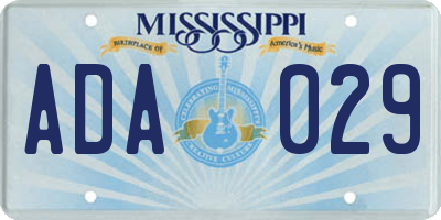 MS license plate ADA029