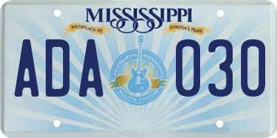MS license plate ADA030
