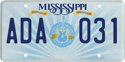 MS license plate ADA031
