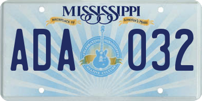 MS license plate ADA032