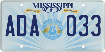 MS license plate ADA033