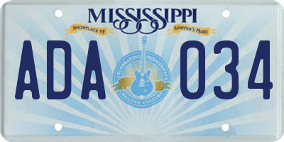 MS license plate ADA034