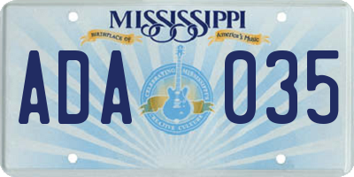 MS license plate ADA035