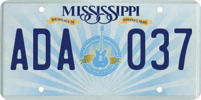 MS license plate ADA037