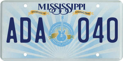 MS license plate ADA040