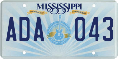 MS license plate ADA043