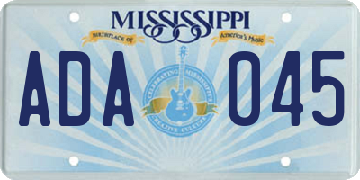 MS license plate ADA045