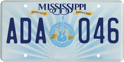 MS license plate ADA046