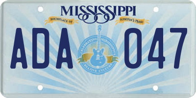 MS license plate ADA047