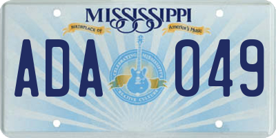 MS license plate ADA049