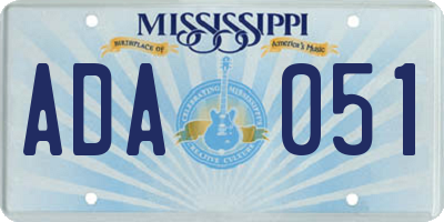MS license plate ADA051
