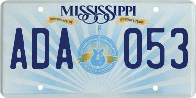 MS license plate ADA053