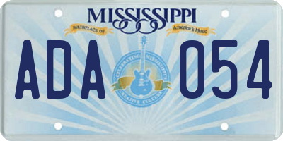 MS license plate ADA054