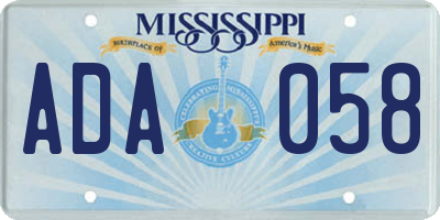 MS license plate ADA058