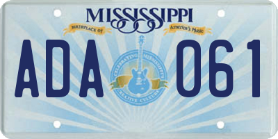 MS license plate ADA061