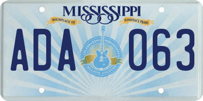 MS license plate ADA063