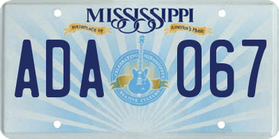 MS license plate ADA067