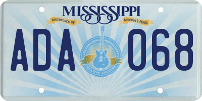 MS license plate ADA068