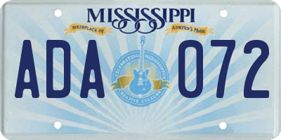 MS license plate ADA072