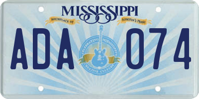 MS license plate ADA074