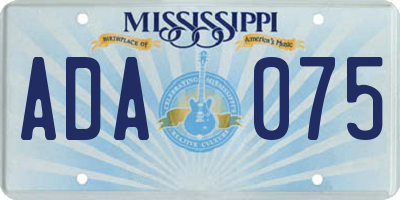 MS license plate ADA075