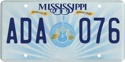 MS license plate ADA076