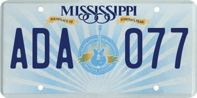 MS license plate ADA077