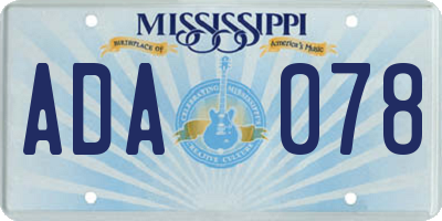 MS license plate ADA078