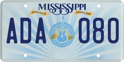 MS license plate ADA080
