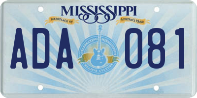 MS license plate ADA081