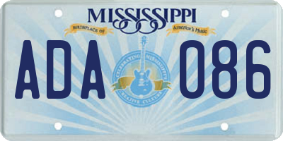 MS license plate ADA086