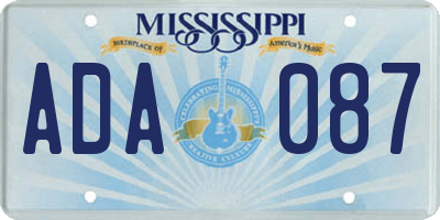 MS license plate ADA087