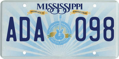 MS license plate ADA098