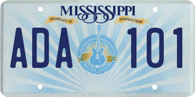 MS license plate ADA101