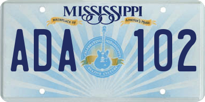 MS license plate ADA102