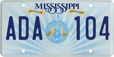 MS license plate ADA104