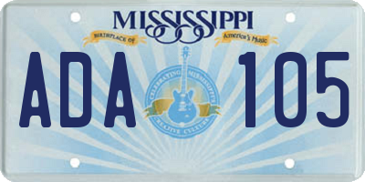 MS license plate ADA105