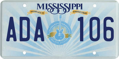 MS license plate ADA106