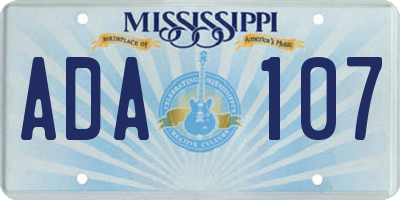 MS license plate ADA107