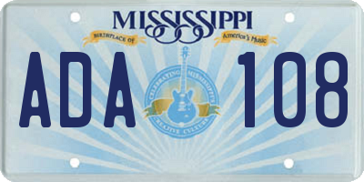 MS license plate ADA108