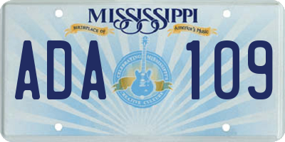 MS license plate ADA109