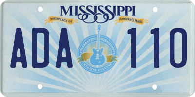 MS license plate ADA110