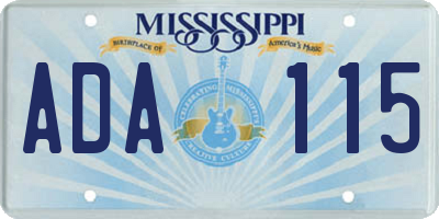 MS license plate ADA115