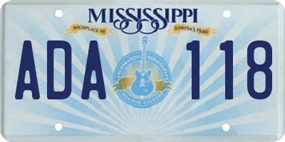 MS license plate ADA118