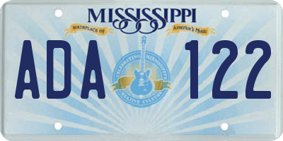 MS license plate ADA122