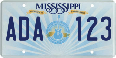 MS license plate ADA123
